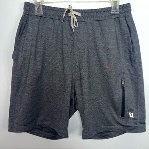 Vuori Sunday Performance Men's Athletic Shorts Heather Gray Zip Pockets Medium